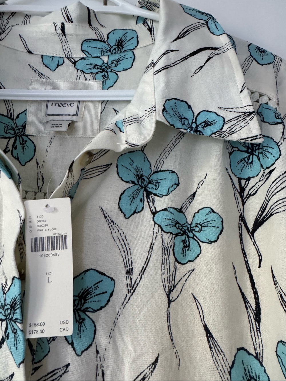NWT Size L -Maeve Bettina Linen Blend Tiered Mini Shirtdress w Pockets (US$ 158) - Picture 7 of 16